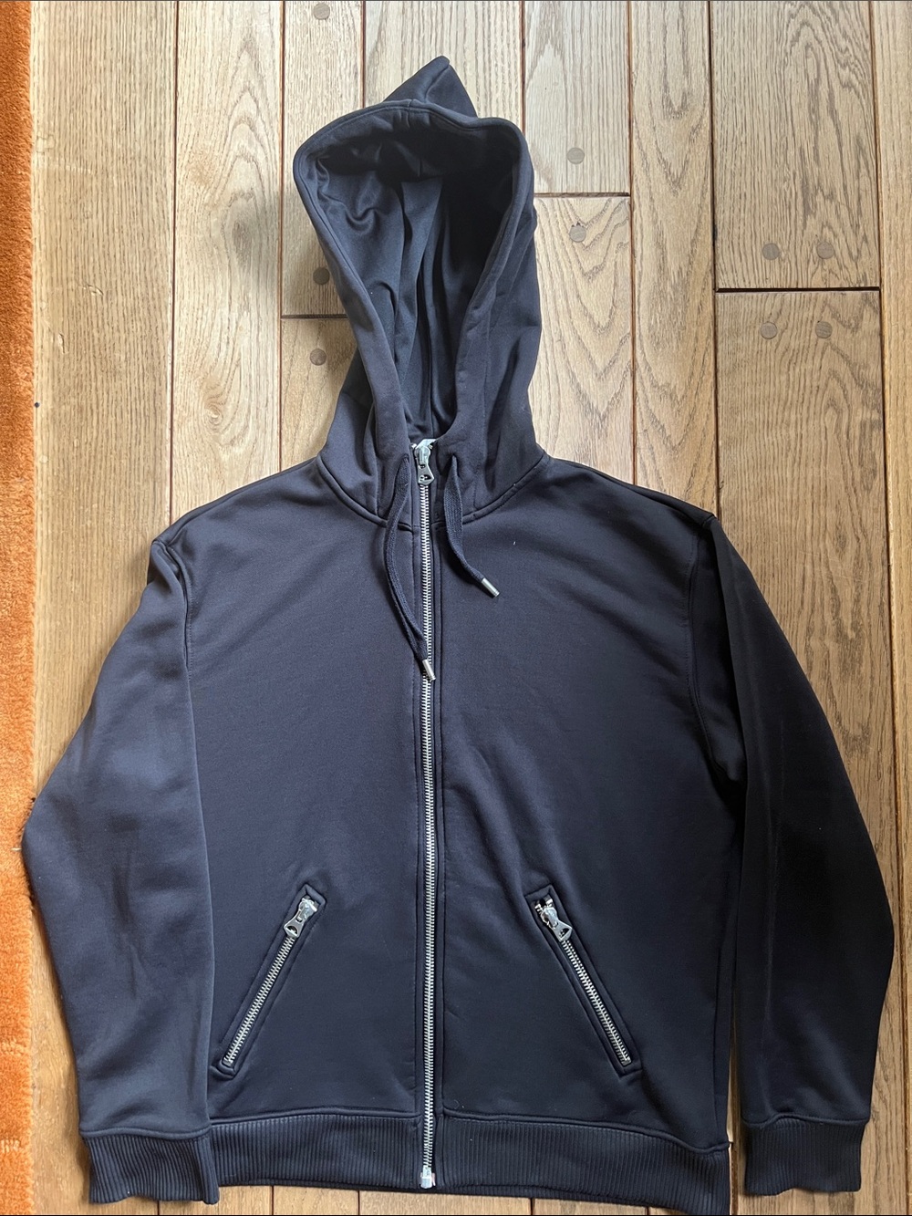 Zara Men's Black Zip-Up Hooded Jacket